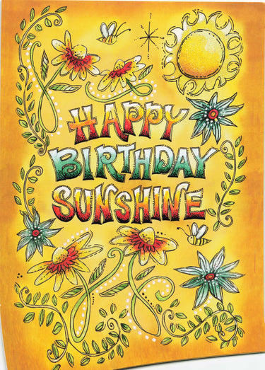 Greeting Card - Graphic copy in yellows with sun
